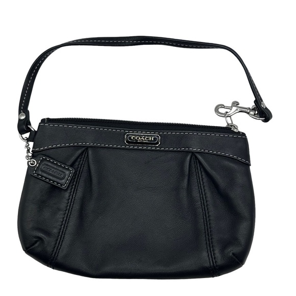 COACH Black Leather Wristlet - Picture 1 of 8